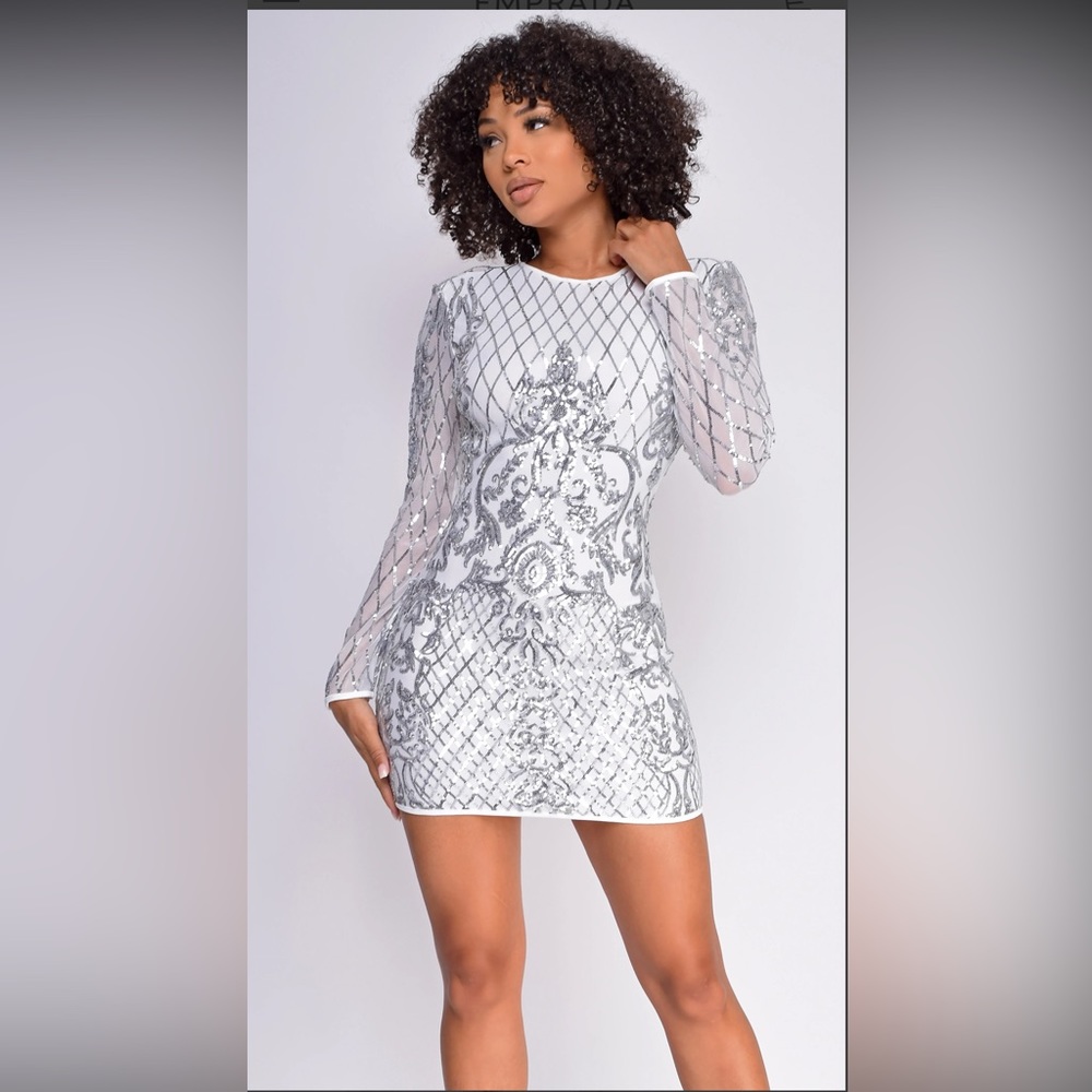 Brand New! Privy Geo backless white mini dress